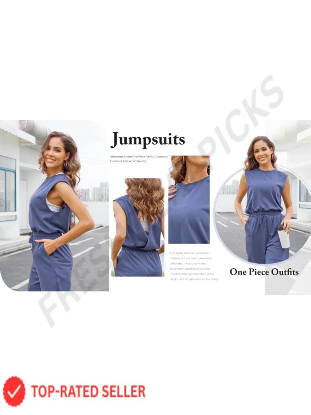 Women's Casual Jumpsuit with Pockets - Cotton Blend Romper